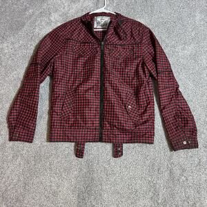 Xios Jacket Men Medium Grunge Gingham Streetwear Biker Tattoo Punk Y2K Look Edgy